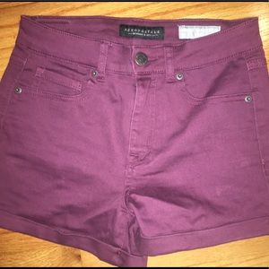 Maroon High Waisted Shorts